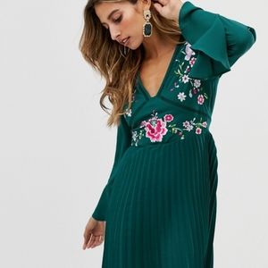 Green embroidered dress